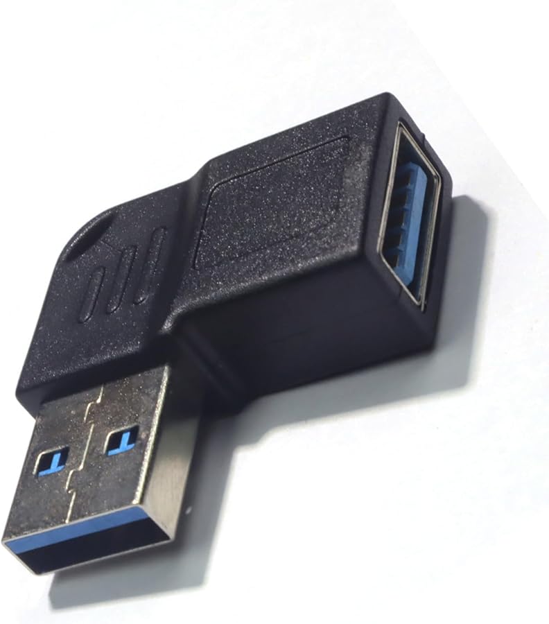 محول USB 3.0 أسود بزاوية قائمة، ذكر إلى أنثى، سرعة نقل بيانات 5 جيجابت في الثانية للكمبيوتر المحمول والهاتف - Image 3
